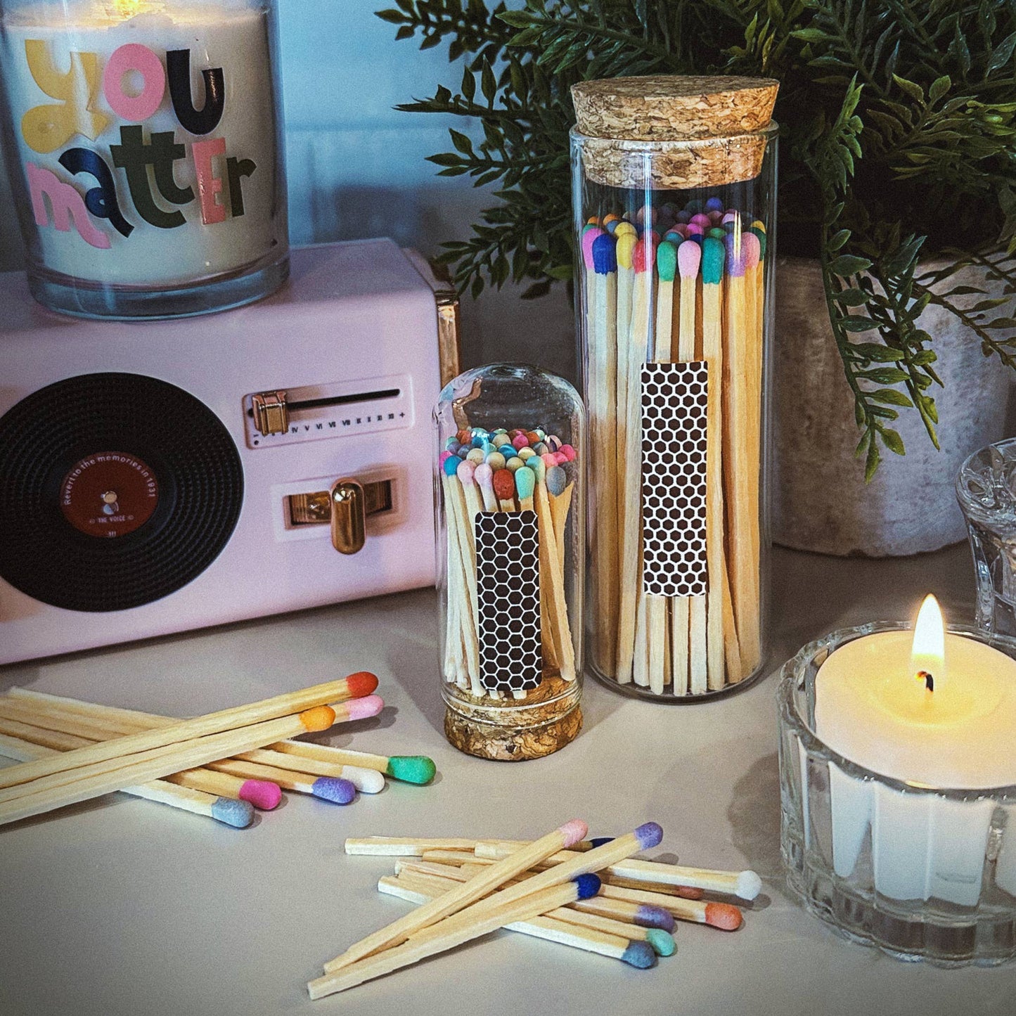 2" Matches + Mini Cloche - Colors of Your Choice + Strikers: White Tip