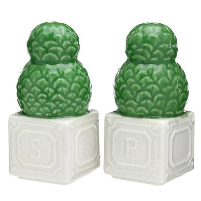 Ceramic Salt + Pepper Shakers - Topiary - Set of 2
