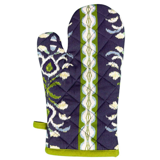 Rosemary Stripe Indigo Oven Mitt and Pot Holder Set: One Size
