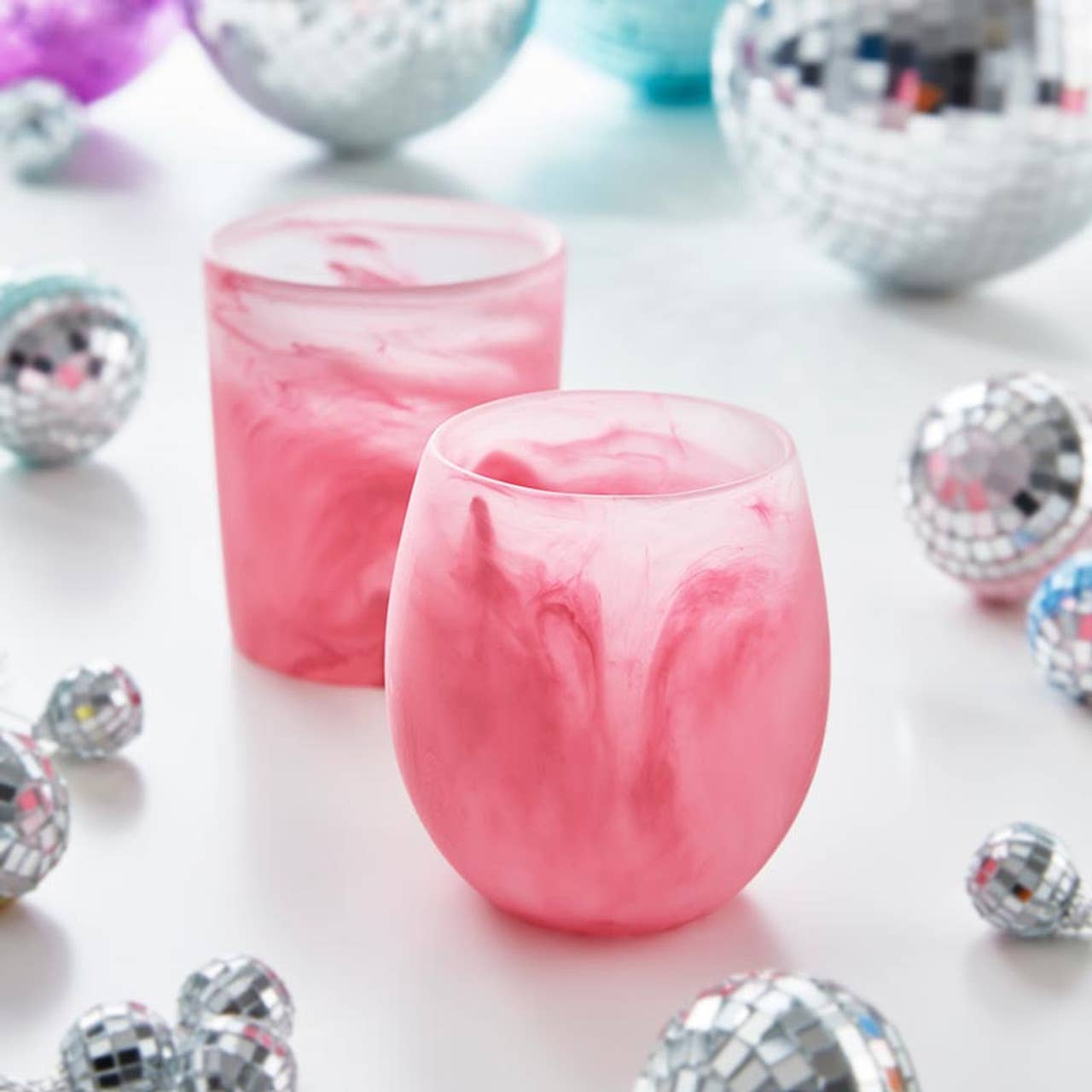 Acrylic Stemless Wine Glass - Pink