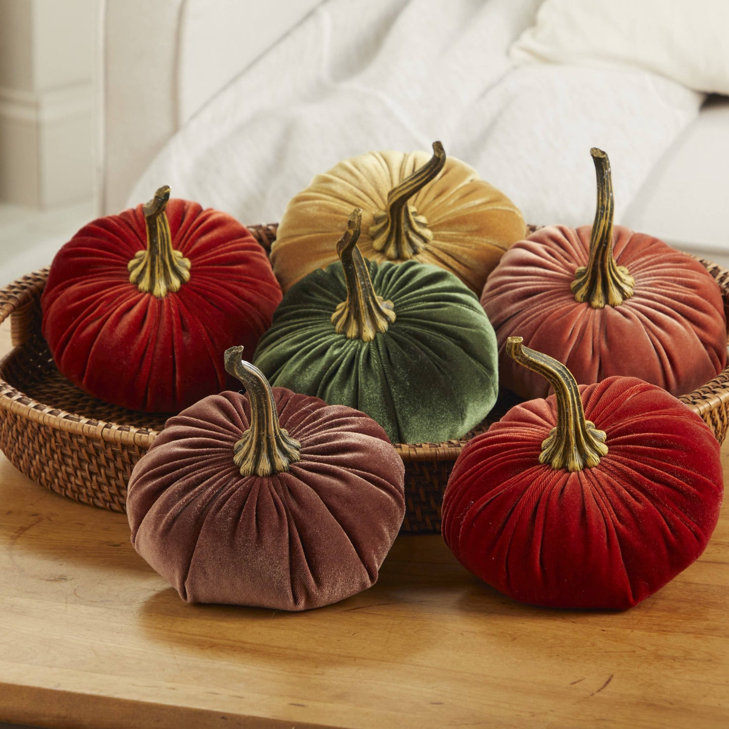 Pumpkin Large Velvet, Fall Mantel Decor, Halloween Table: Bronze