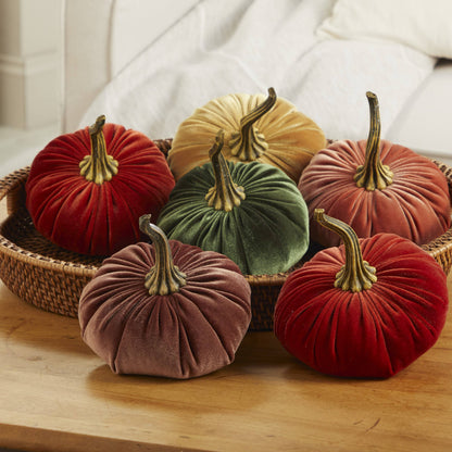 Pumpkin Large Velvet, Fall Mantel Decor, Halloween Table: Bronze