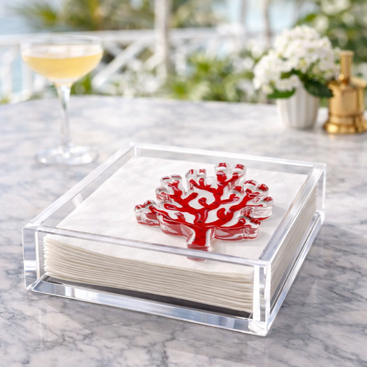 Acrylic Napkin Weight, Coral