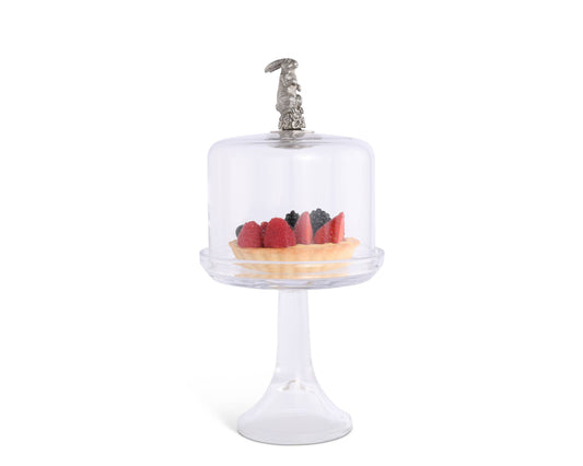 Bunny Glass Covered Cake / Dessert Stand: Short - 11.5" H x 6" D