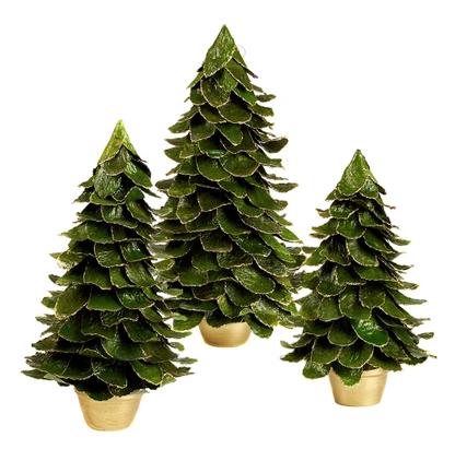 Potted Butterfly Leaf Cone Tree (Green/Gold): 18"