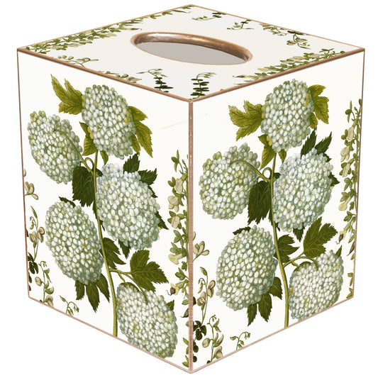 Pale Hydrangeas Handmade Tissue Box Cover: Paper Mache