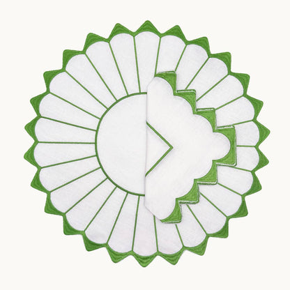Charlotte Green Embroidered Scalloped Placemat (set of 4)
