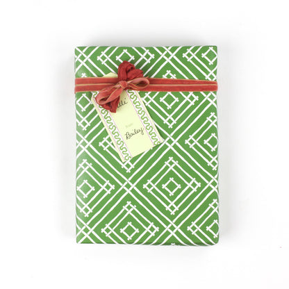White and Green Lattice Gift Wrapping Paper