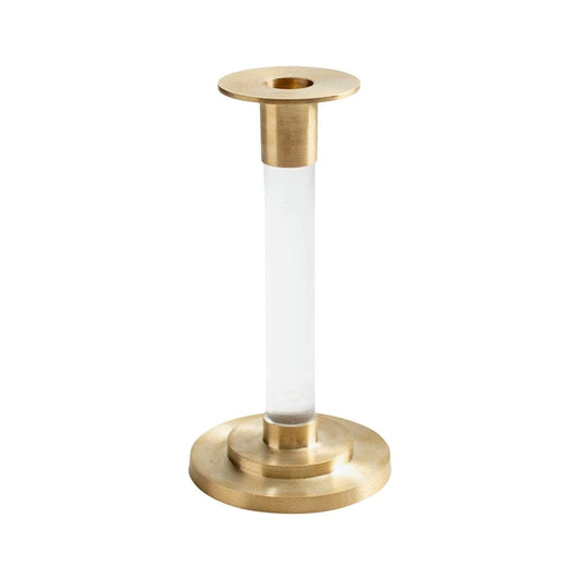 Caspari Small Brass and Acrylic Candlestick