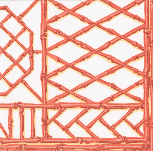 Caspari Bamboo Screen Coral Cocktail Napkins