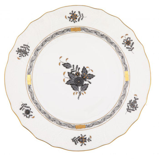 Herend Chinese Bouquet Black Bread and Butter Plate