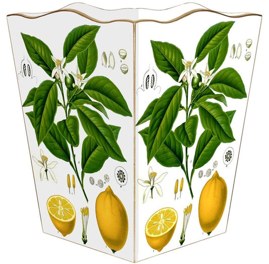 Lemon Wastebasket with Scallop Top