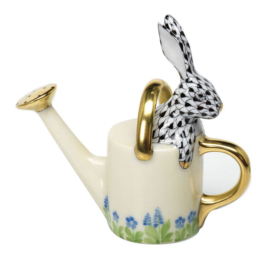 Herend Watering Can Bunny Black
