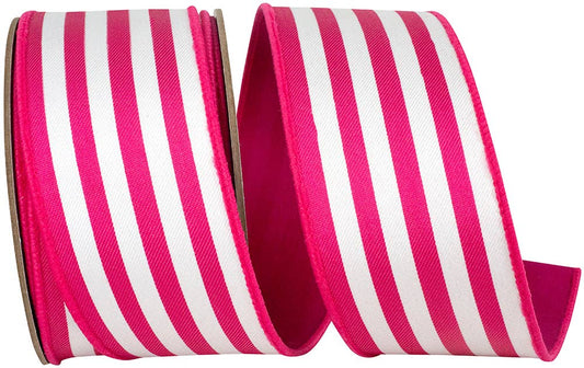 Striped Twill Deluxe Dupioni Backed Wired Edge, Fuchsia