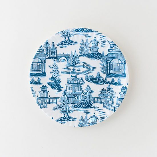 Blue and White Chinoiserie Melamine Plate