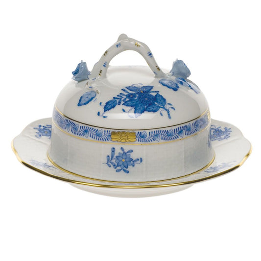 Herend Chinese Bouquet Blue Covered Butter Dish