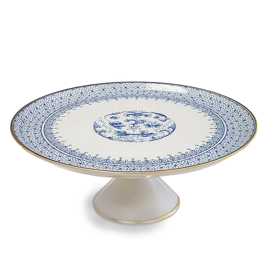 Mottahedeh Cornflower Blue Lace Cake Plate