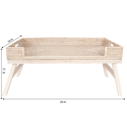 Artifacts Rattan™ Breakfast Tray & Table: White Wash