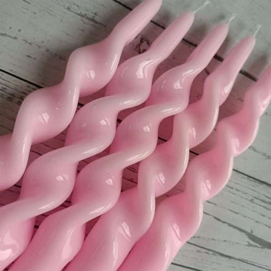 2-Pack Pink 10inch Handmade Spiral Taper Holiday Candles