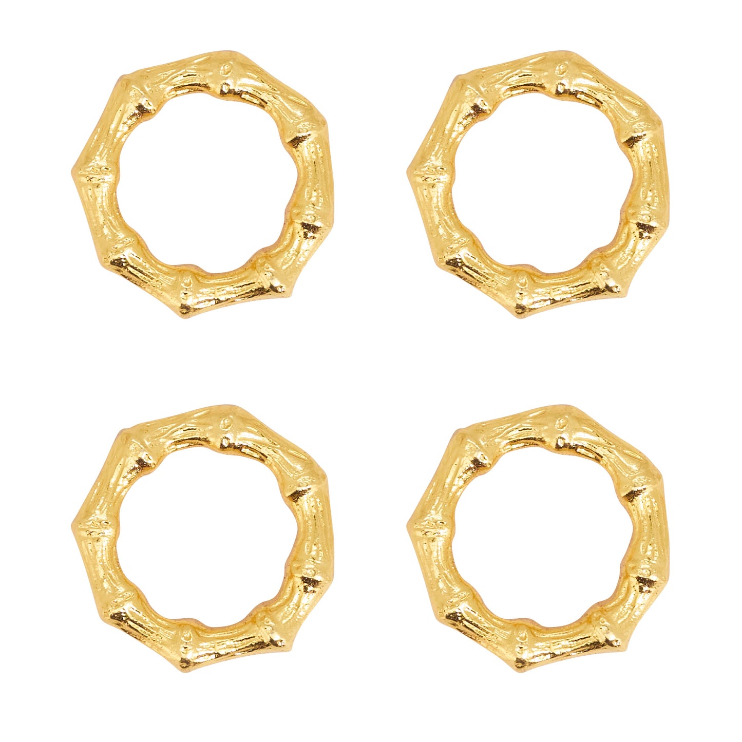 Sleek Aluminum Bamboo Napkin Ring: Gold Set of 4