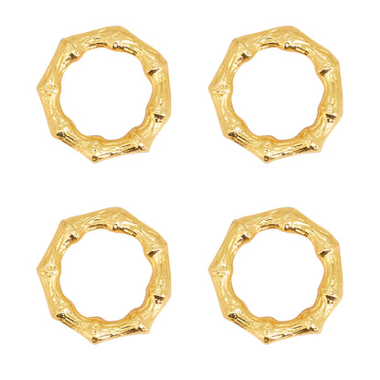Sleek Aluminum Bamboo Napkin Ring: Gold Set of 4