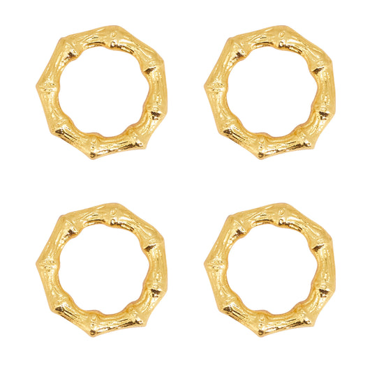 Sleek Aluminum Bamboo Napkin Ring: Gold Set of 4