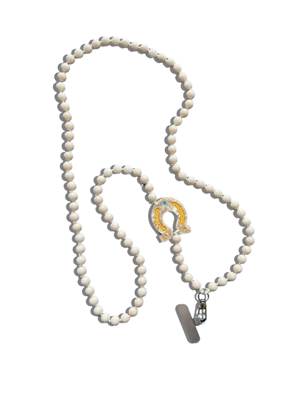 Hand-painted Lucky Horseshoe Gemstone Crossbody Phone Chain