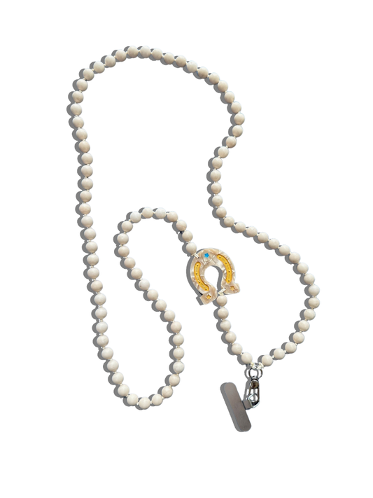 Hand-painted Lucky Horseshoe Gemstone Crossbody Phone Chain