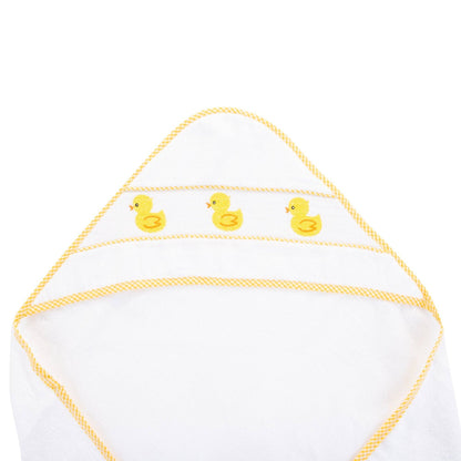 Yellow Duck Smocked Hooded Towel