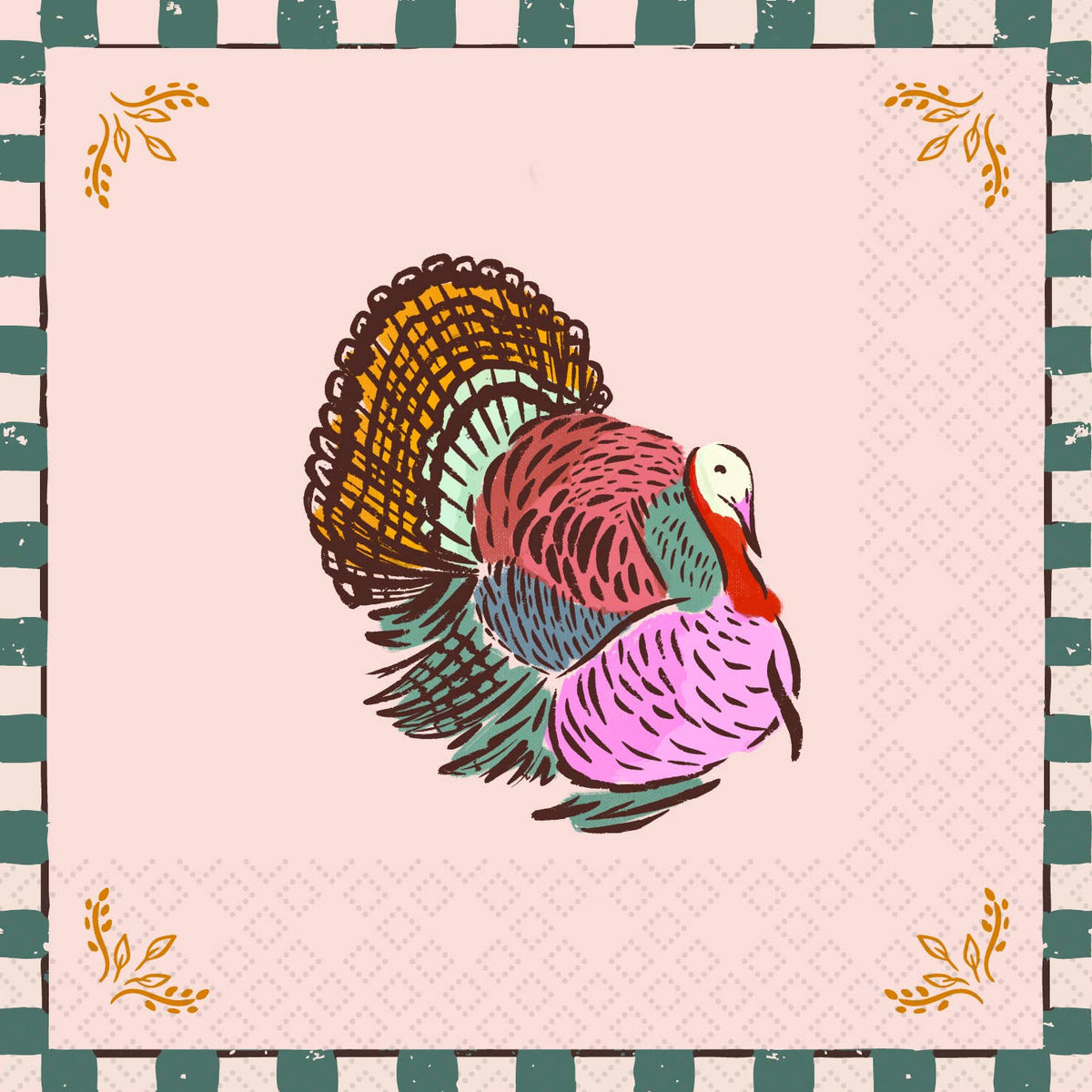 Fall Bright Turkey Cocktail Napkins