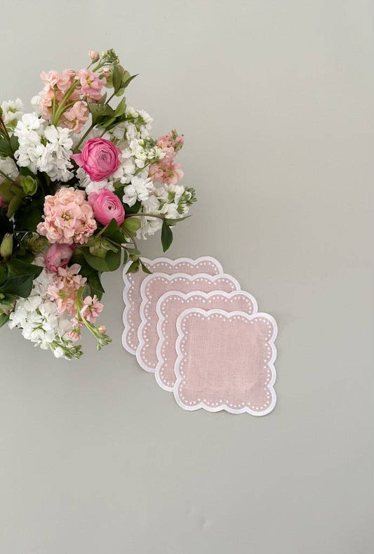 Scalloped Cocktail Napkins Pink