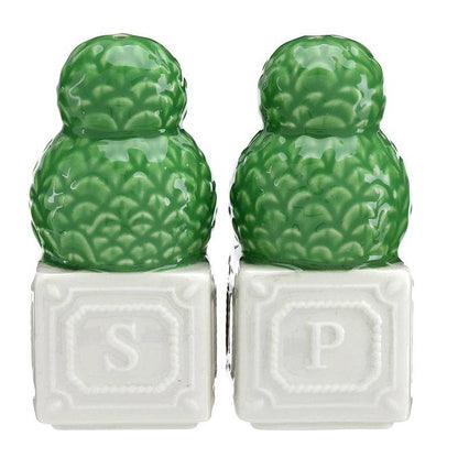 Ceramic Salt + Pepper Shakers - Topiary - Set of 2