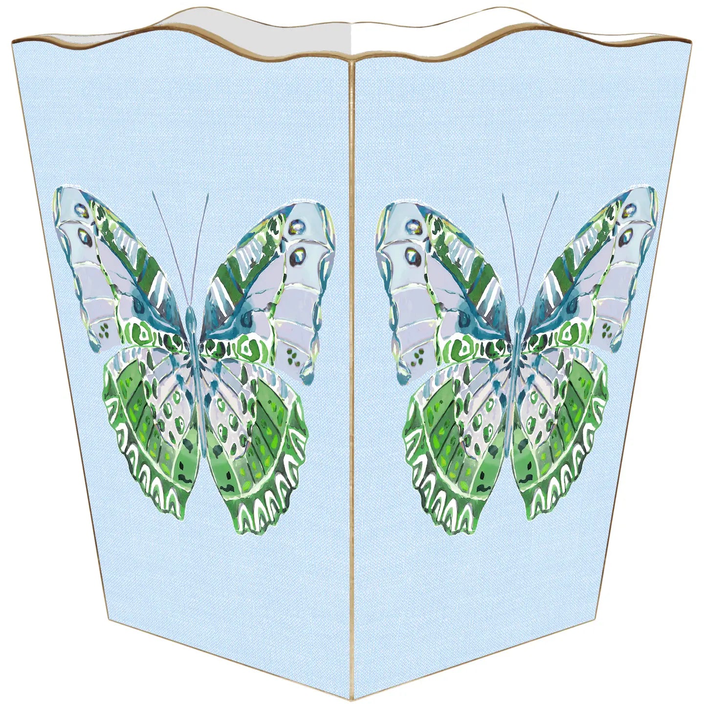 Butterfly Wastebasket with Scallop Top