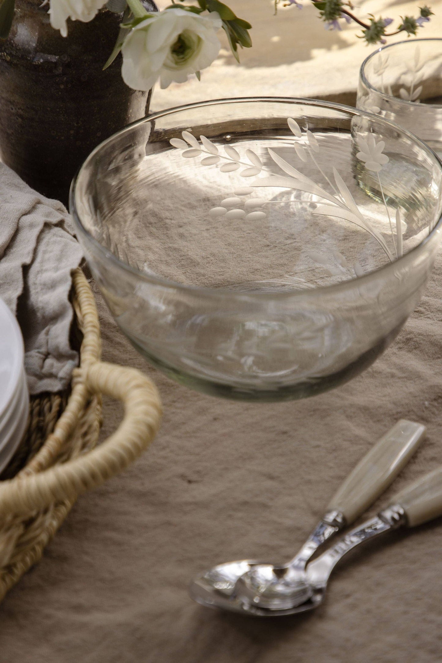 Hand-etched Serving Bowl