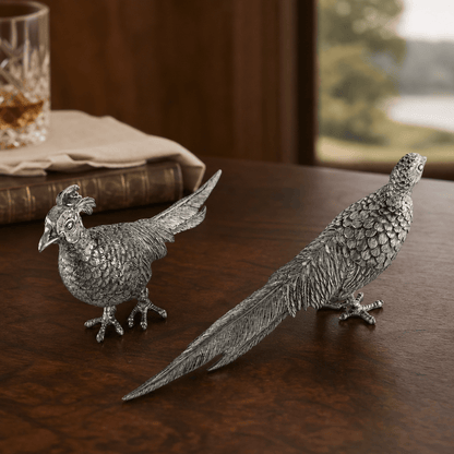 Pewter Pheasant Statuettes