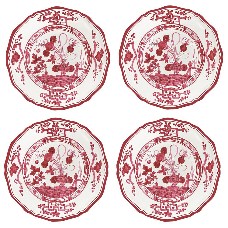 Red and White Melamine Salad Plate Set of 4