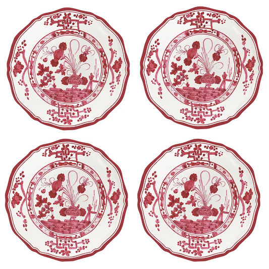 Red and White Melamine Salad Plate Set of 4