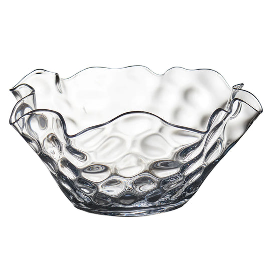 Glass Wavy Top Dimpled Bowl Large