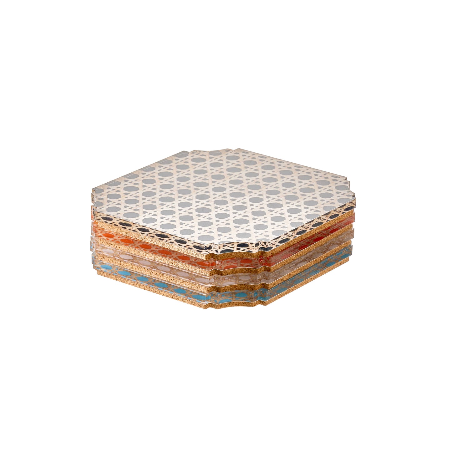 Acrylic Coaster Set of 4 Cane in Box