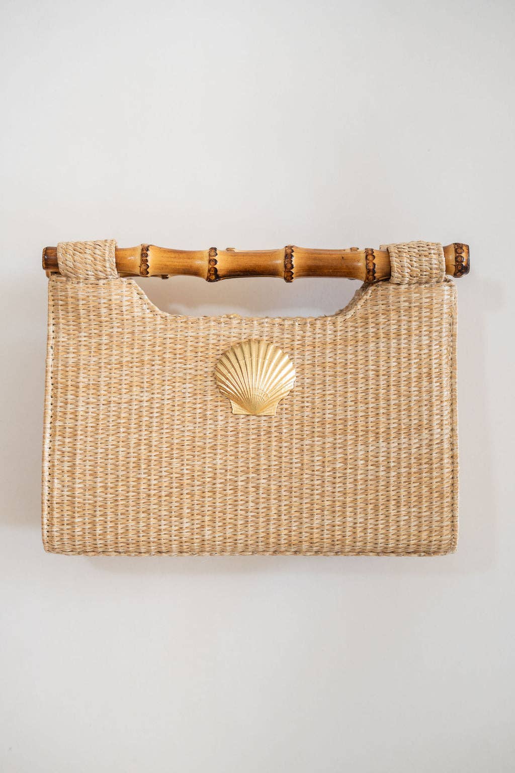 Mary Natural Straw Clutch - Bamboo Natural Handle - WS: Bamboo Toggle