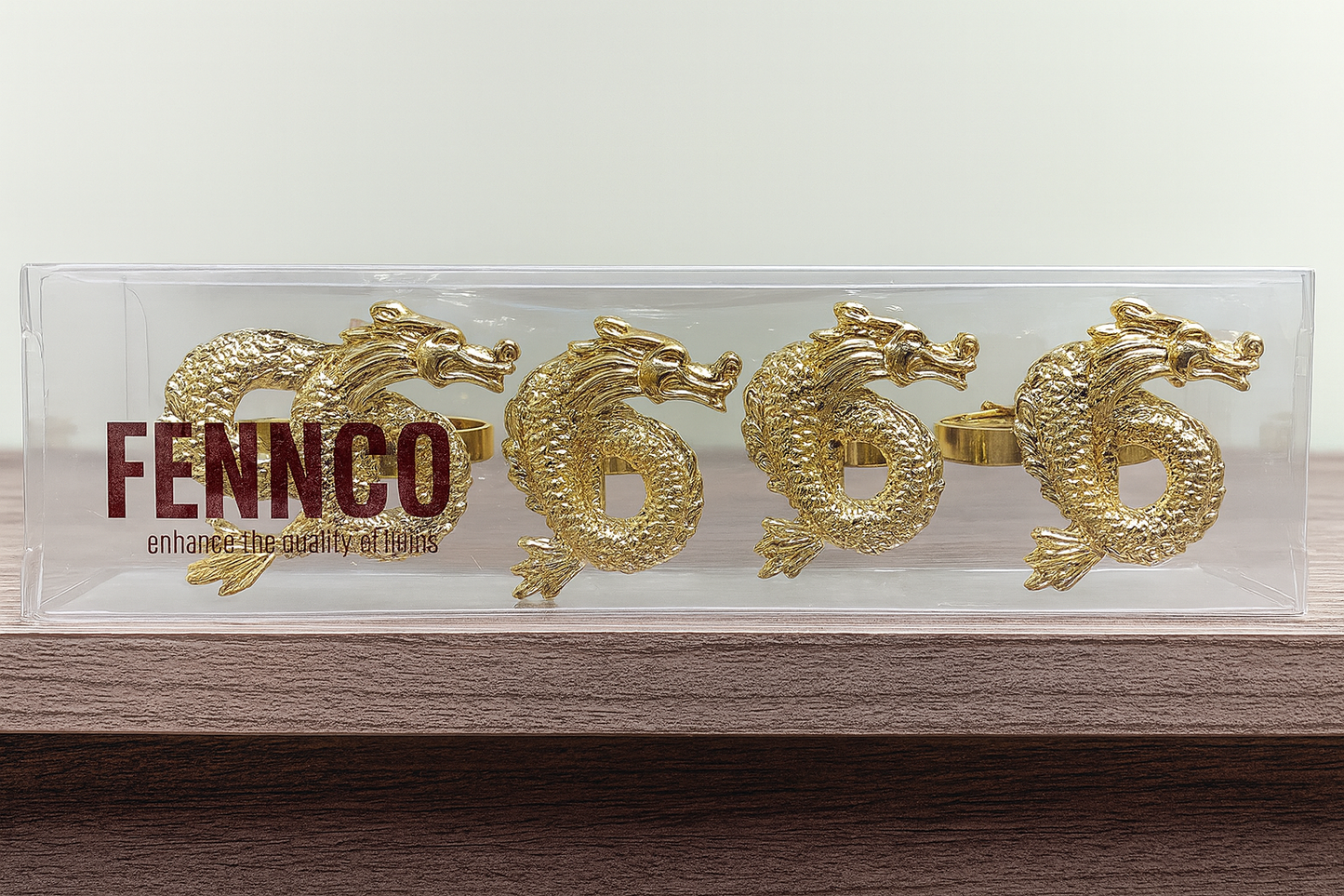 Gold Dragon Metal Napkin Holder Ring-set of 4