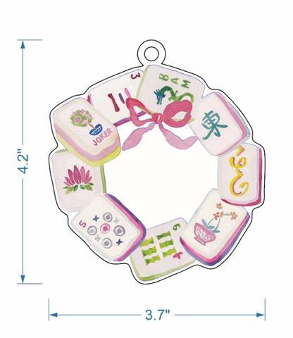 Mahjong Tile Wreath Watercolor Acrylic Ornament