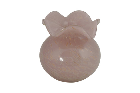 PINK W/ GOLD SPECS GLASS VASE