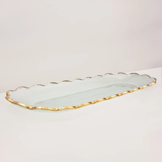 Scallop Glass Tray trimmed in Gold