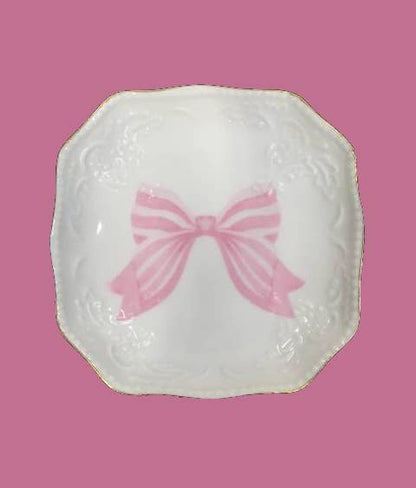 Pink Bow Porcelain Bon Bon Tray