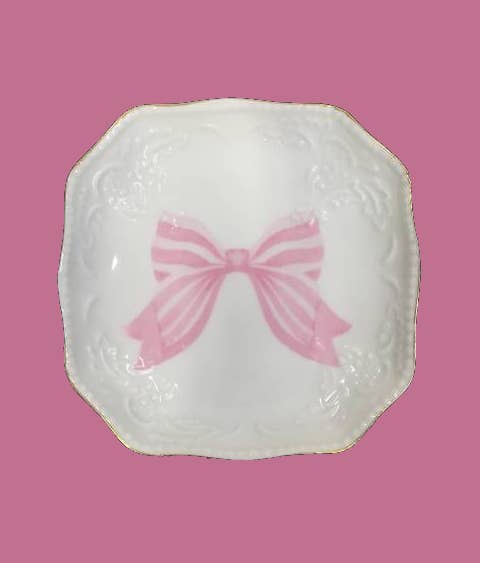 Pink Bow Porcelain Bon Bon Tray