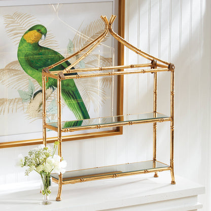 2-Tier Curio Bamboo Shelf