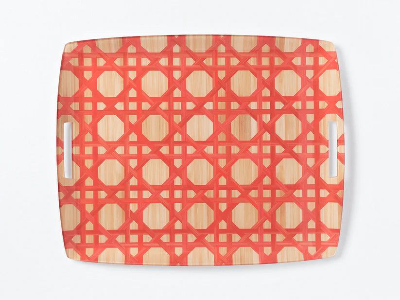Hestia Coral Bamboo Acrylic Tray with handles
