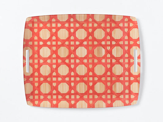 Hestia Coral Bamboo Acrylic Tray with handles