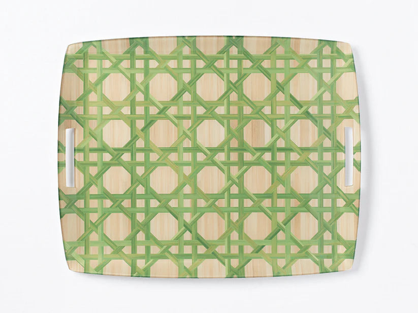 Hestia Green Bamboo Acrylic Tray with Handles